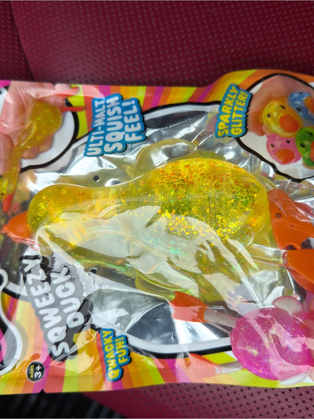 JA-RU Sqweezy Duck Glitter Squishy Yellow Irre-Squish-Tible NWT